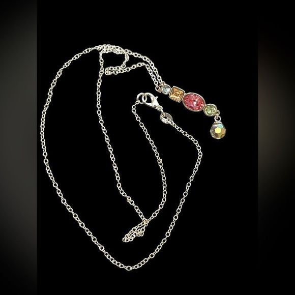 Swarovski Elements Silver Necklace with Colorful Pendant - Picture 1 of 4
